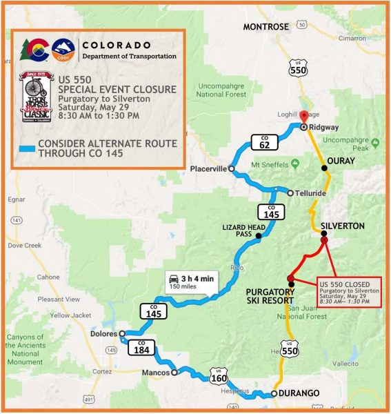 Iron Horse Hwy 550 Closure Routes