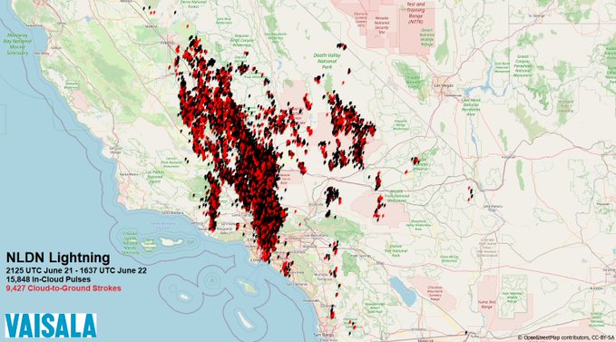 Woman dies from lightning as more than 50,000 strikes hit California
